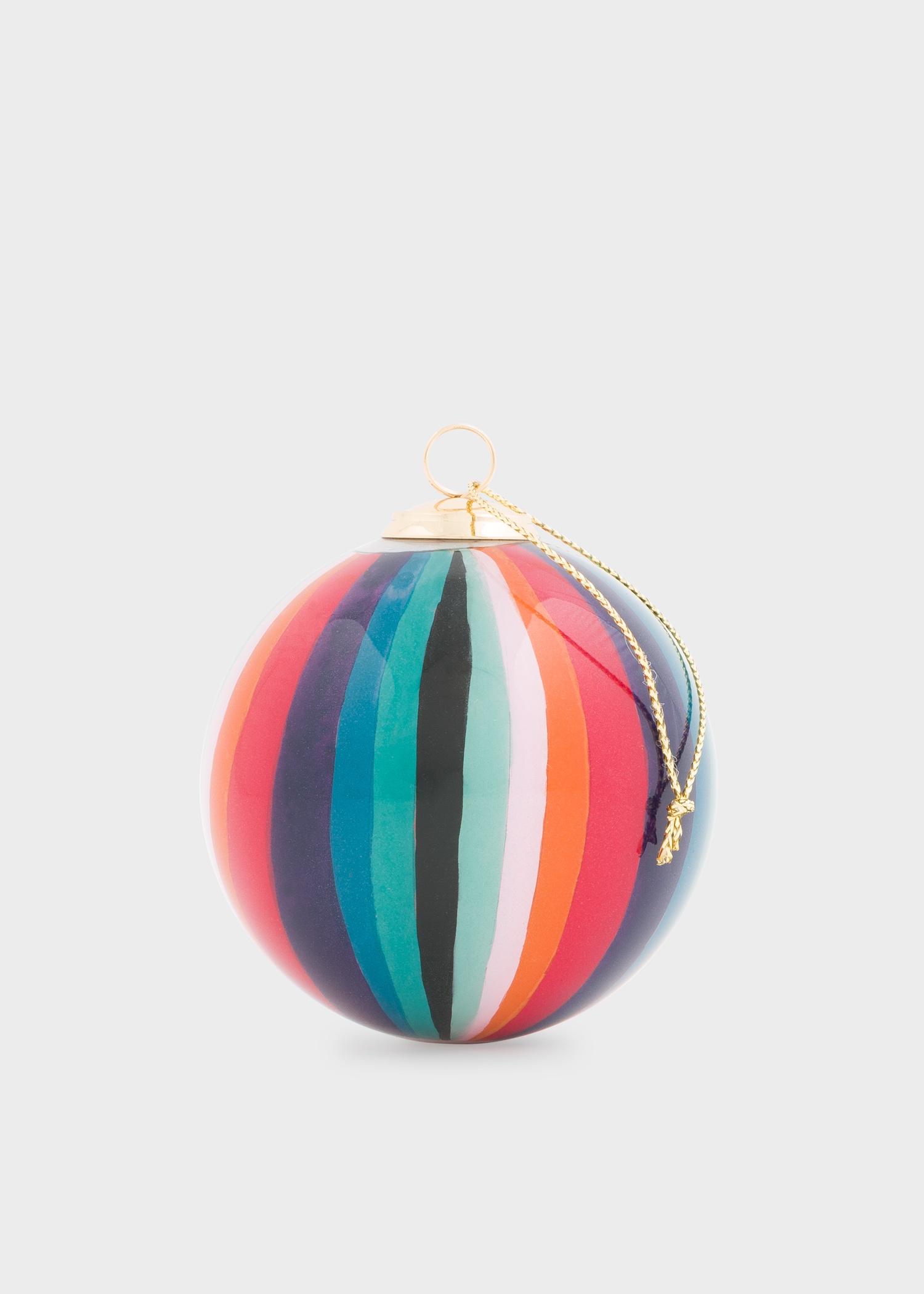 Hand-Painted 'Artist Stripe' Glass Bauble - 1