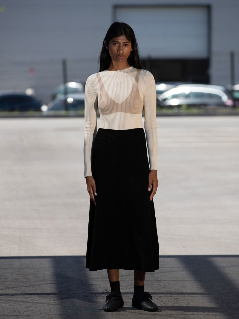 A.W.A.K.E. MODE bra-print knitted dress outlook