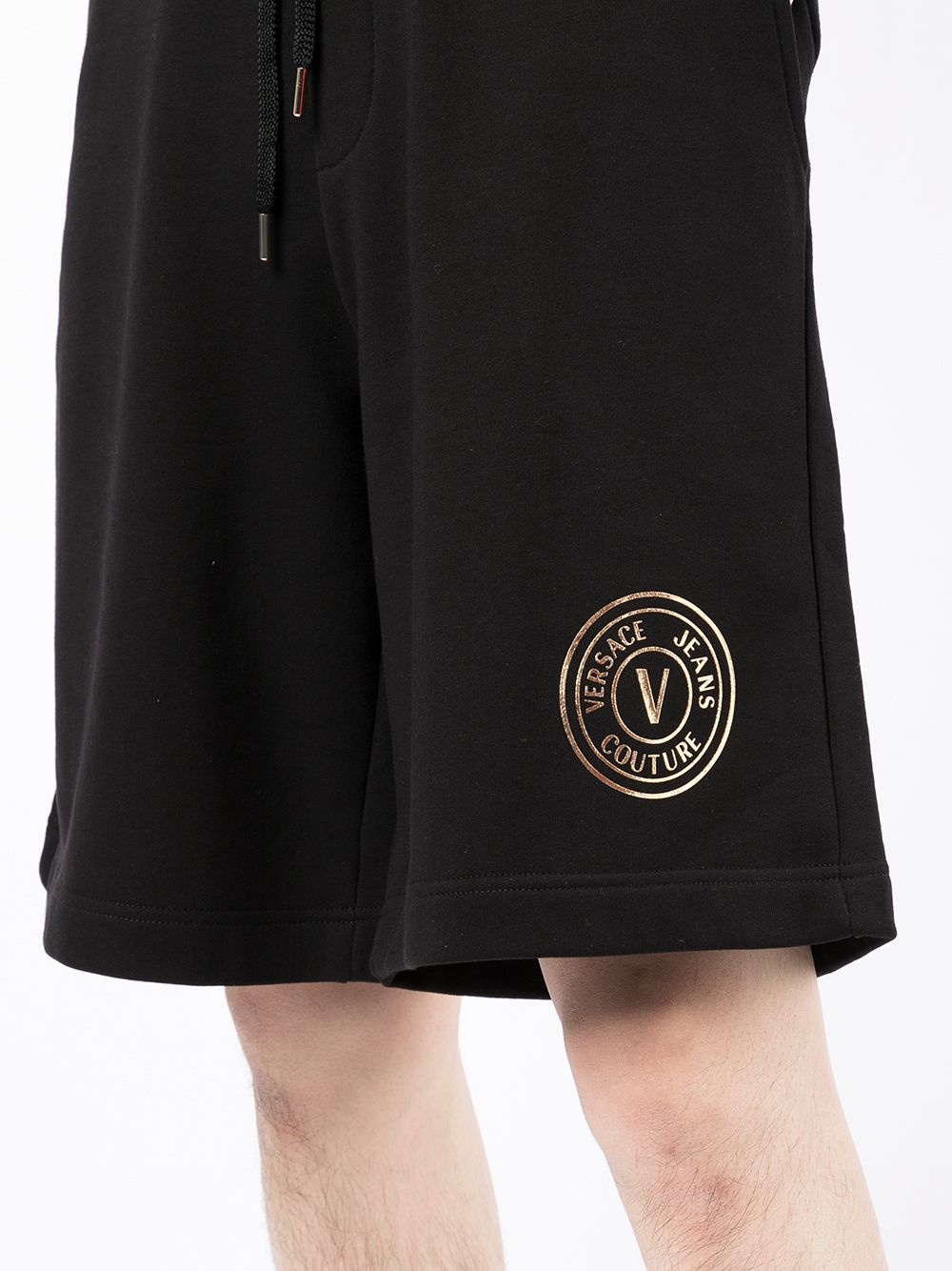 logo-print cotton track shorts - 5