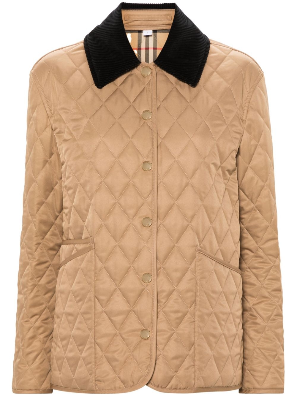 corduroy-collar quilted jacket - 1