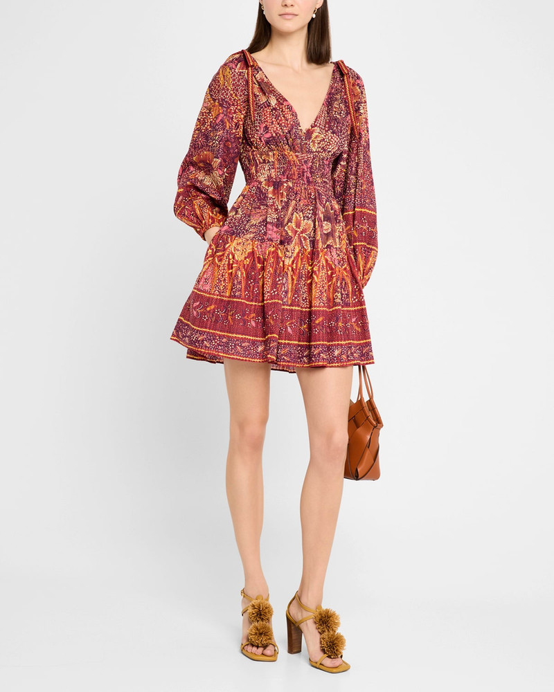 ULLA JOHNSON Anika V-Neck Long-Sleeve Mini Dress outlook