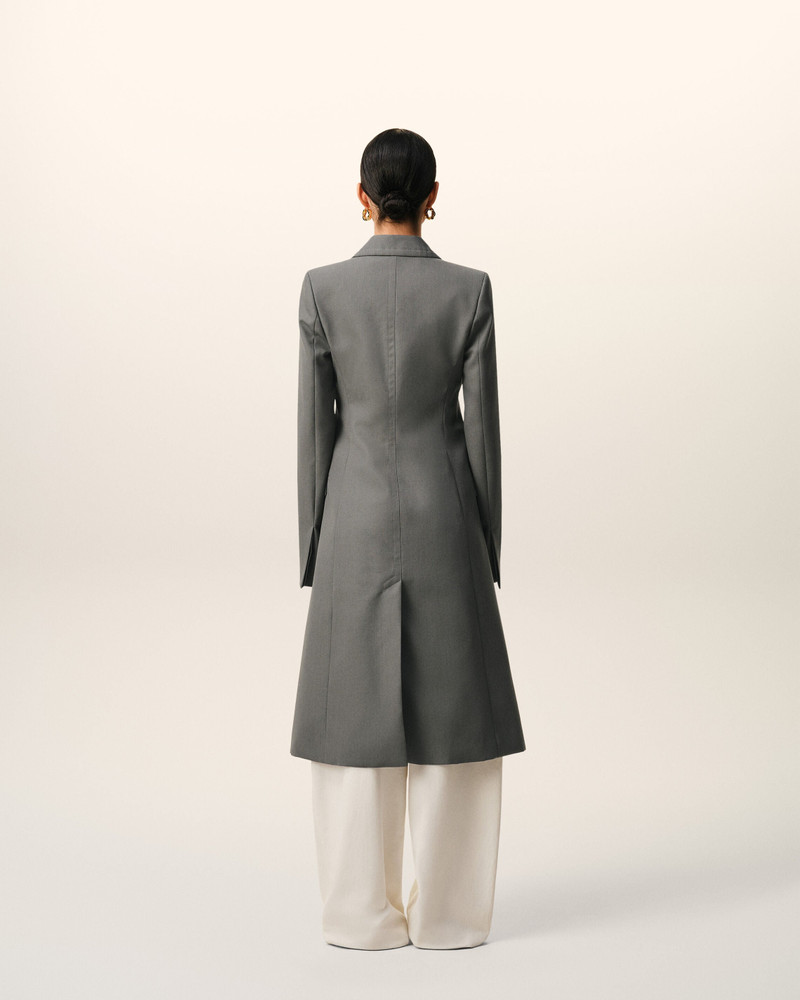 GREY NEW WOOL SIMPLE BREASTED FITTED COAT 5