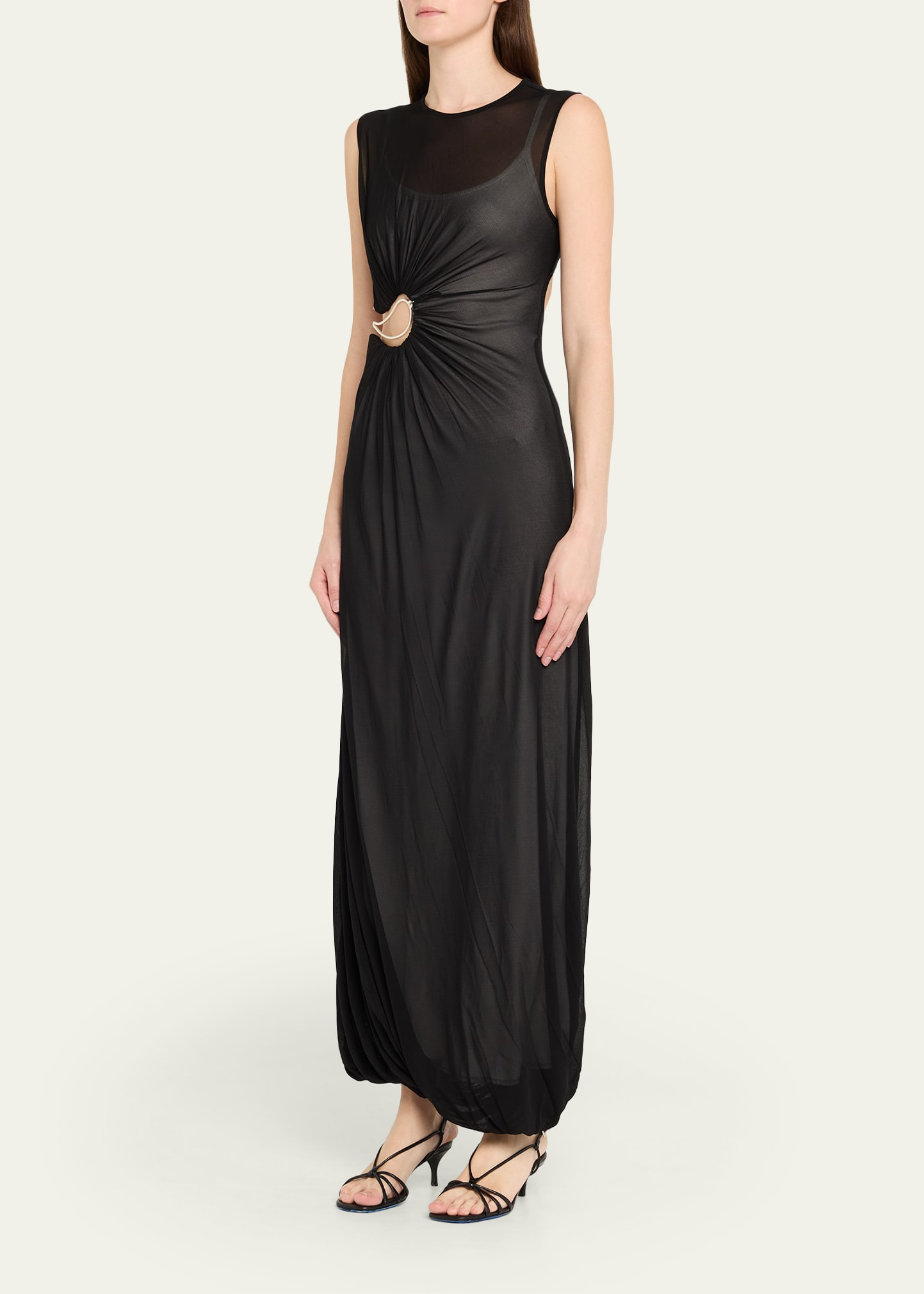 Ruched Paisley Cutout Maxi Bubble Dress - 4