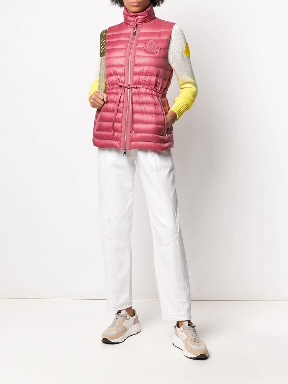 drawstring-waist quilted down gilet - 2