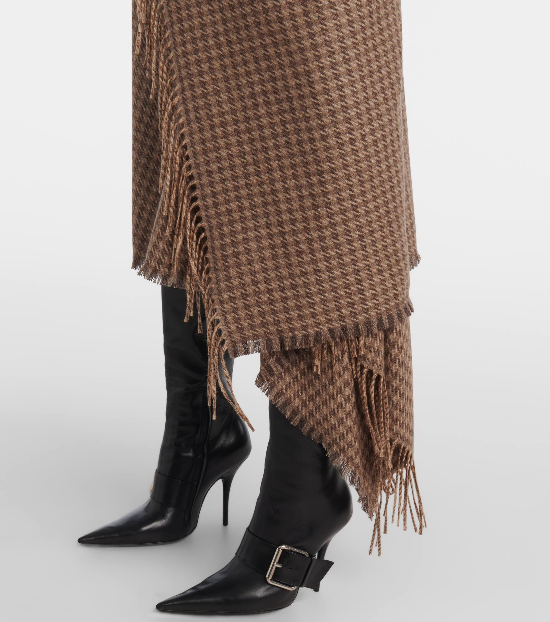 Houndstooth wool-blend wrap skirt - 5