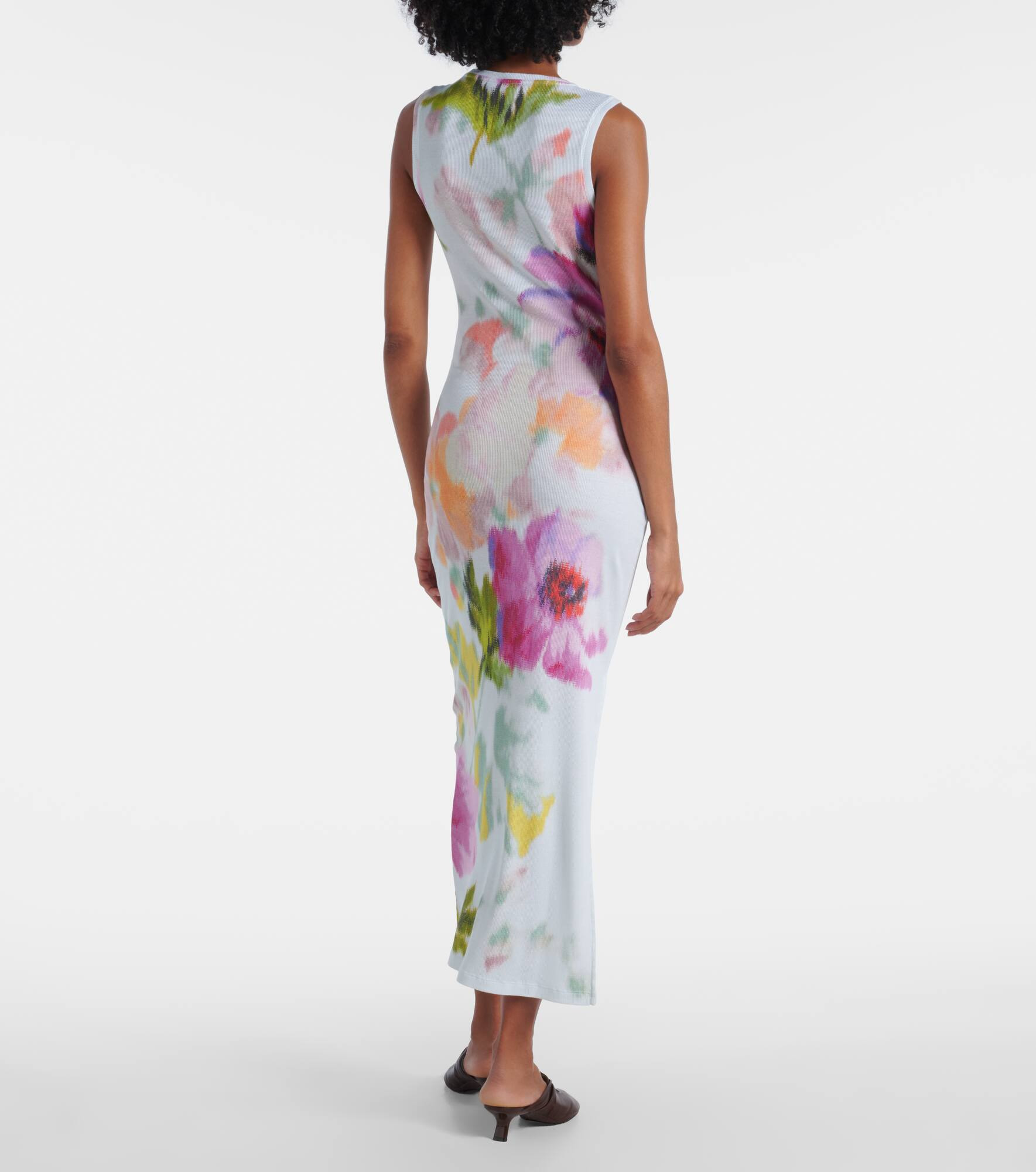 Floral silk and cotton midi dress - 3