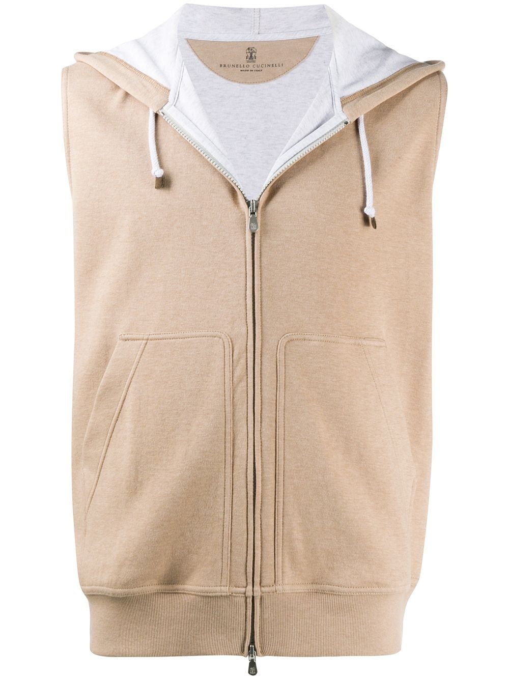 hooded zip-up gilet - 1