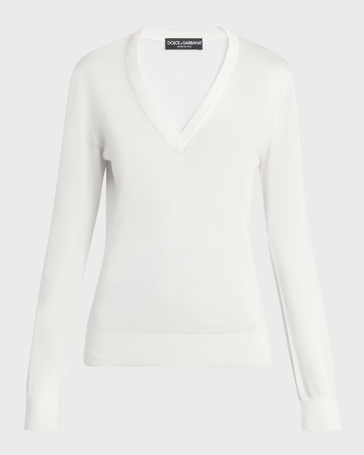 Cashmere-Silk V-Neck Long Sleeve Sweater - 1