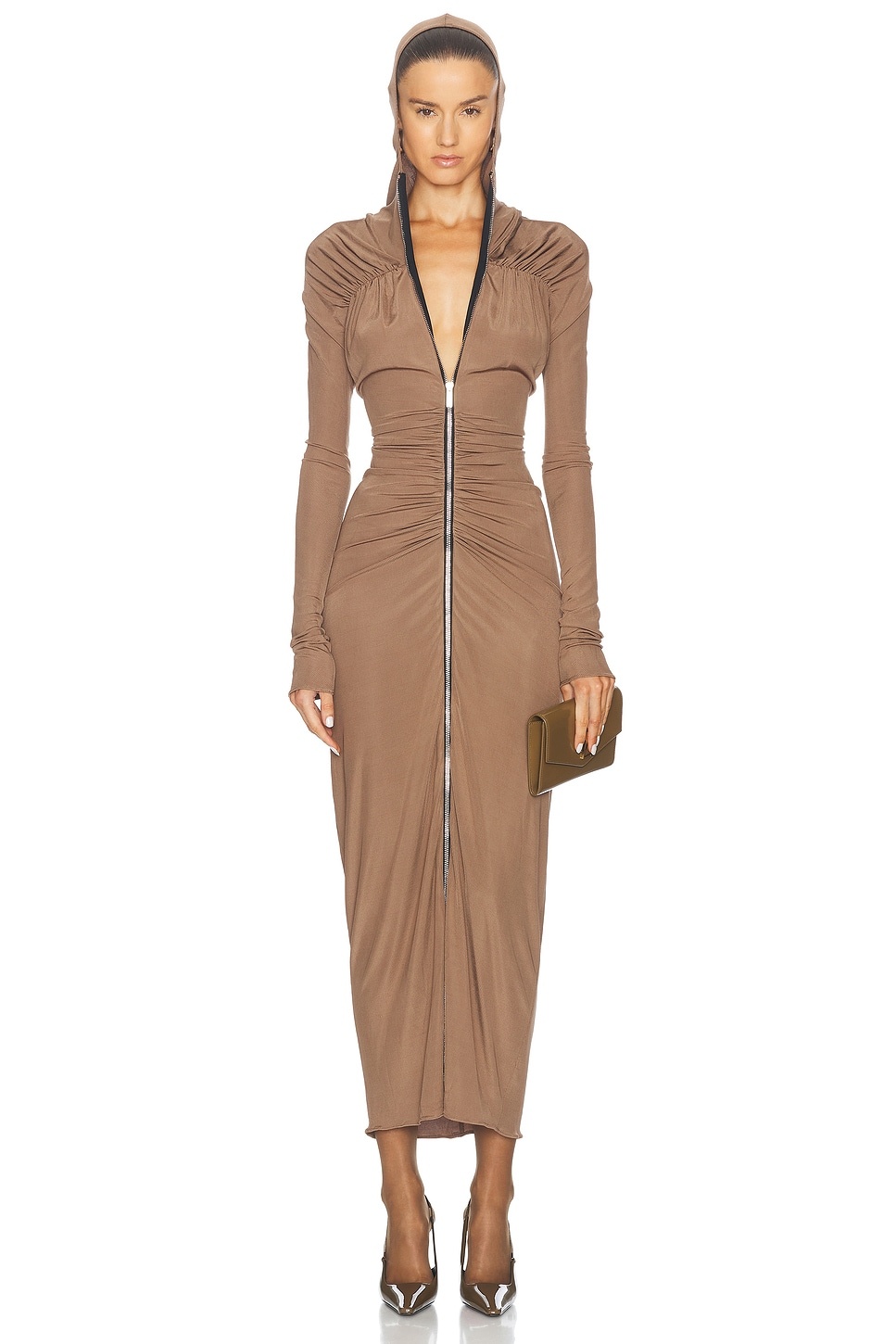 Hooded Ruched Gown - 4