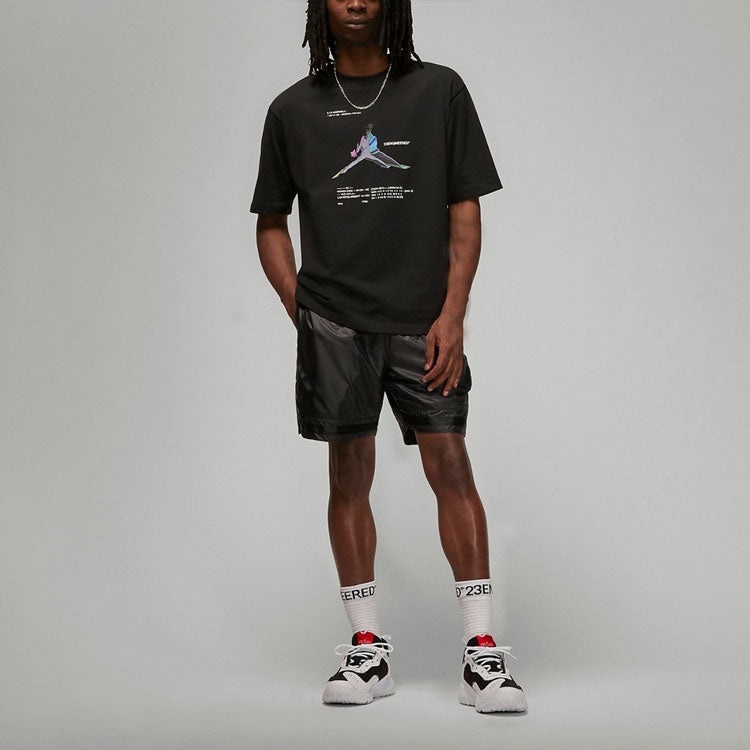 Air Jordan 23 Engineered Casual Breathable Large Logo Printing Round Neck Short Sleeve Black DO8895- - 3