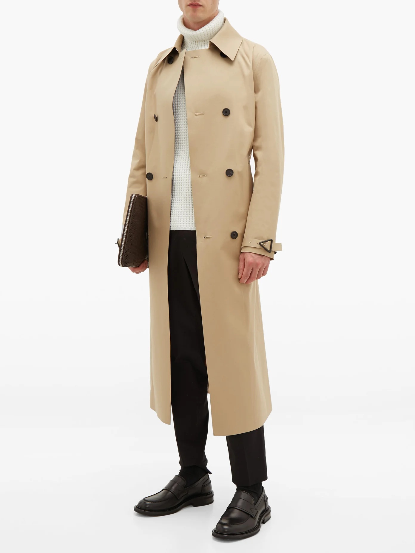 Double-breasted twill trench coat - 2