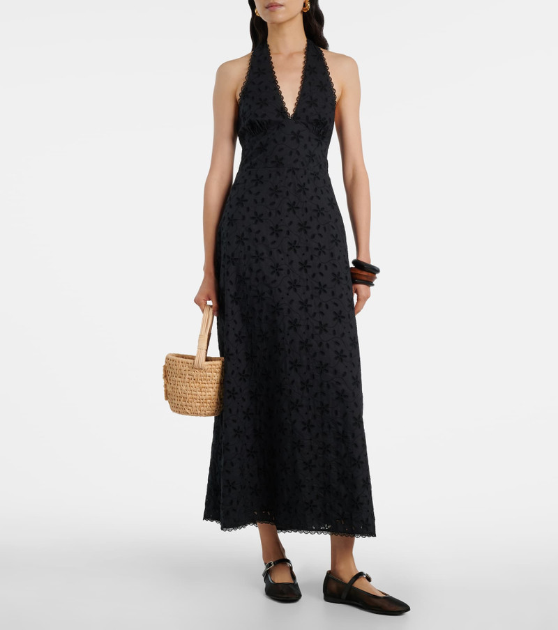 POSSE Salma embroidered halterneck cotton midi dress outlook
