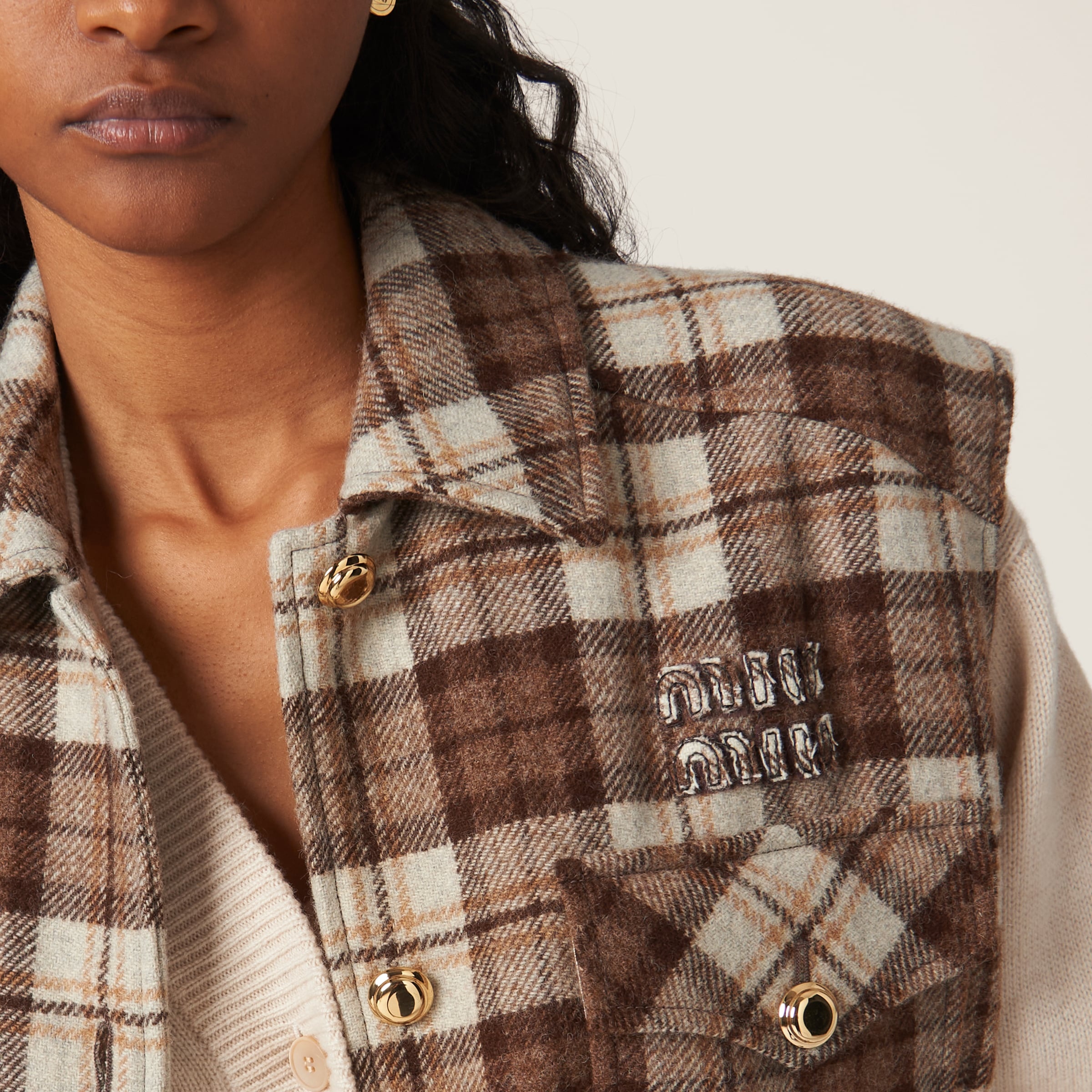 Check blouson vest - 5