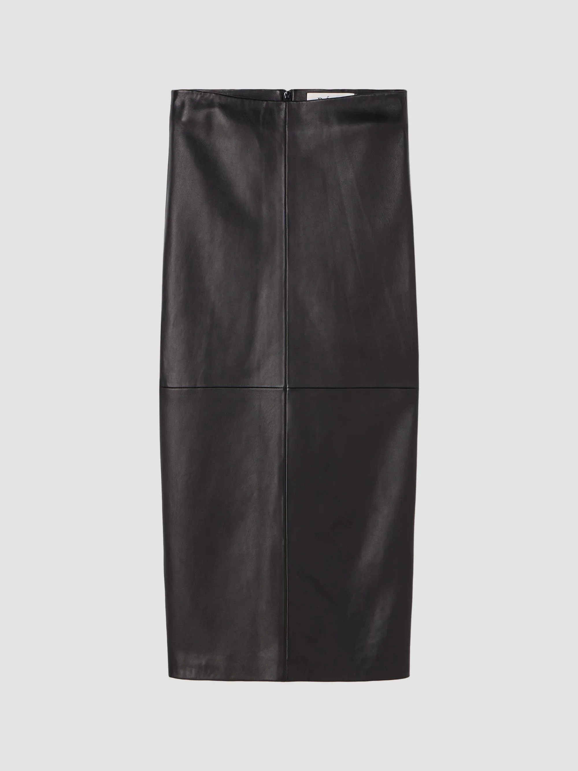 Women's Leather Pencil Midi Skirt - Black - 1