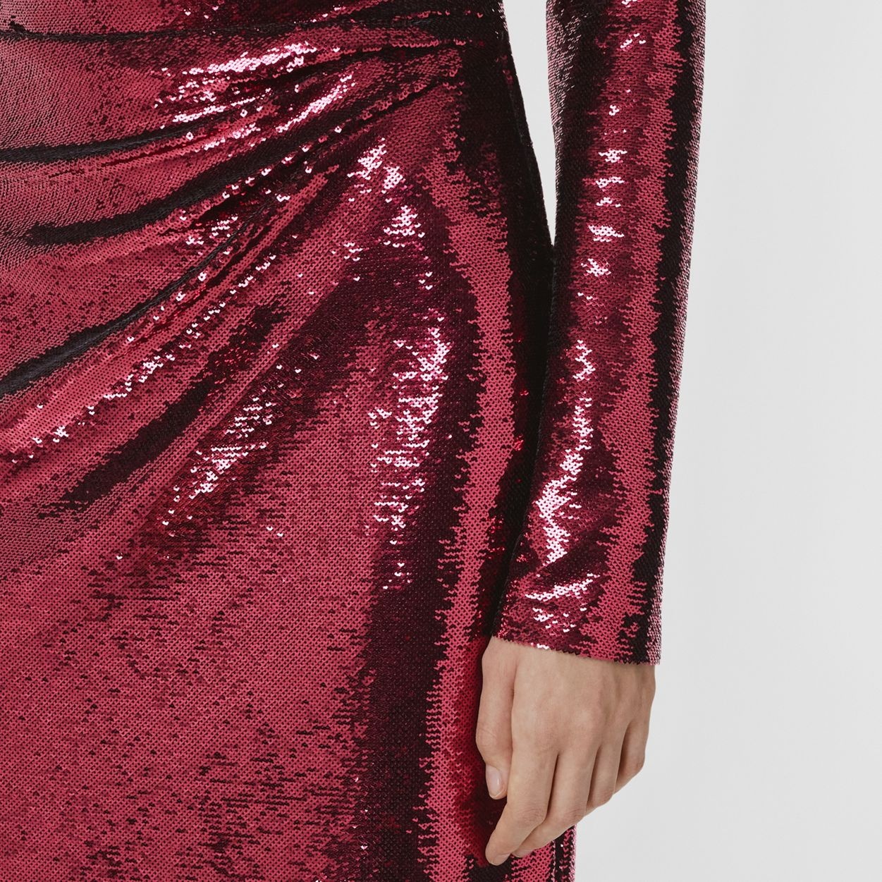 Gathered Sequinned Stretch Nylon Dress - 5
