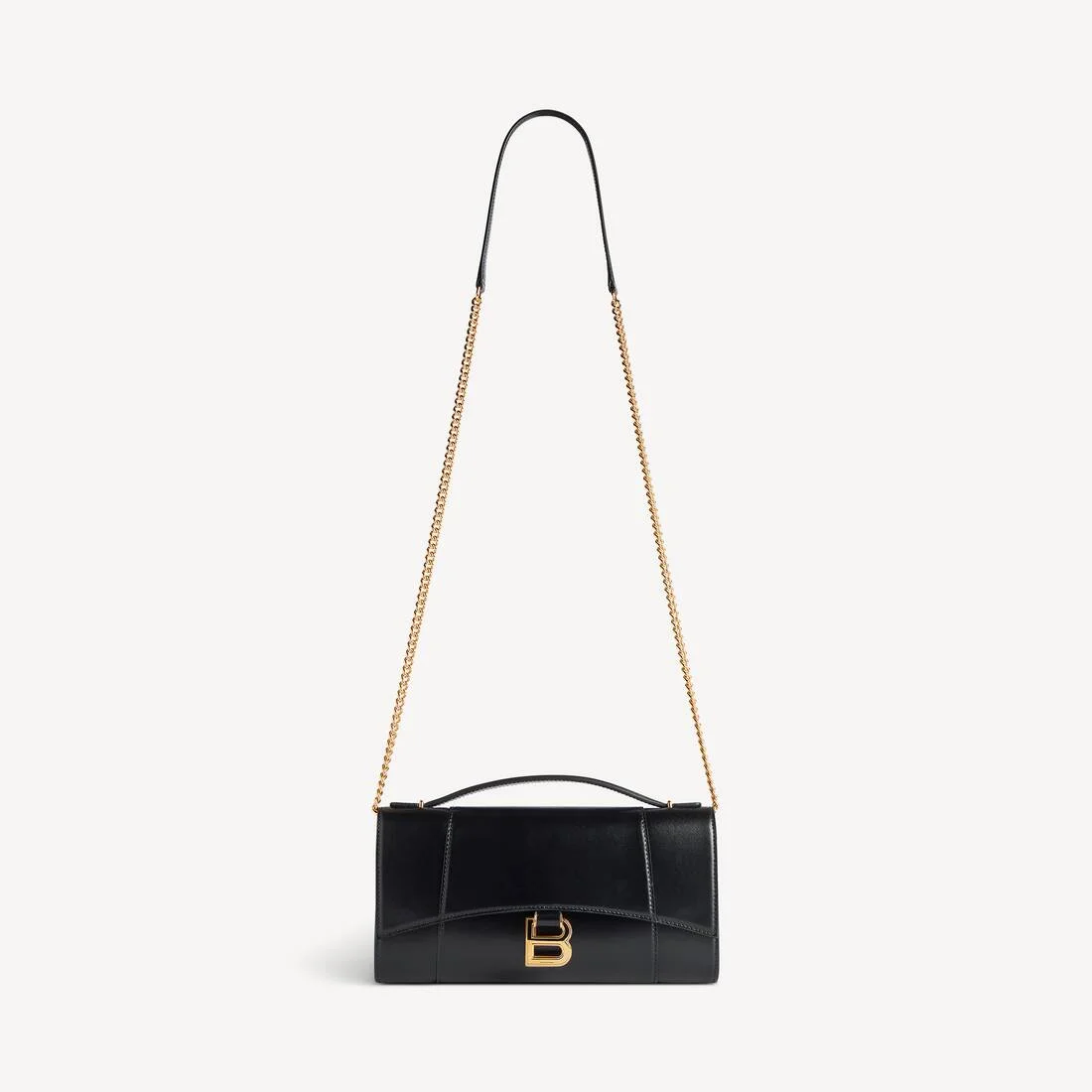 Women's Hourglass Pochette With Chain in Black - 1