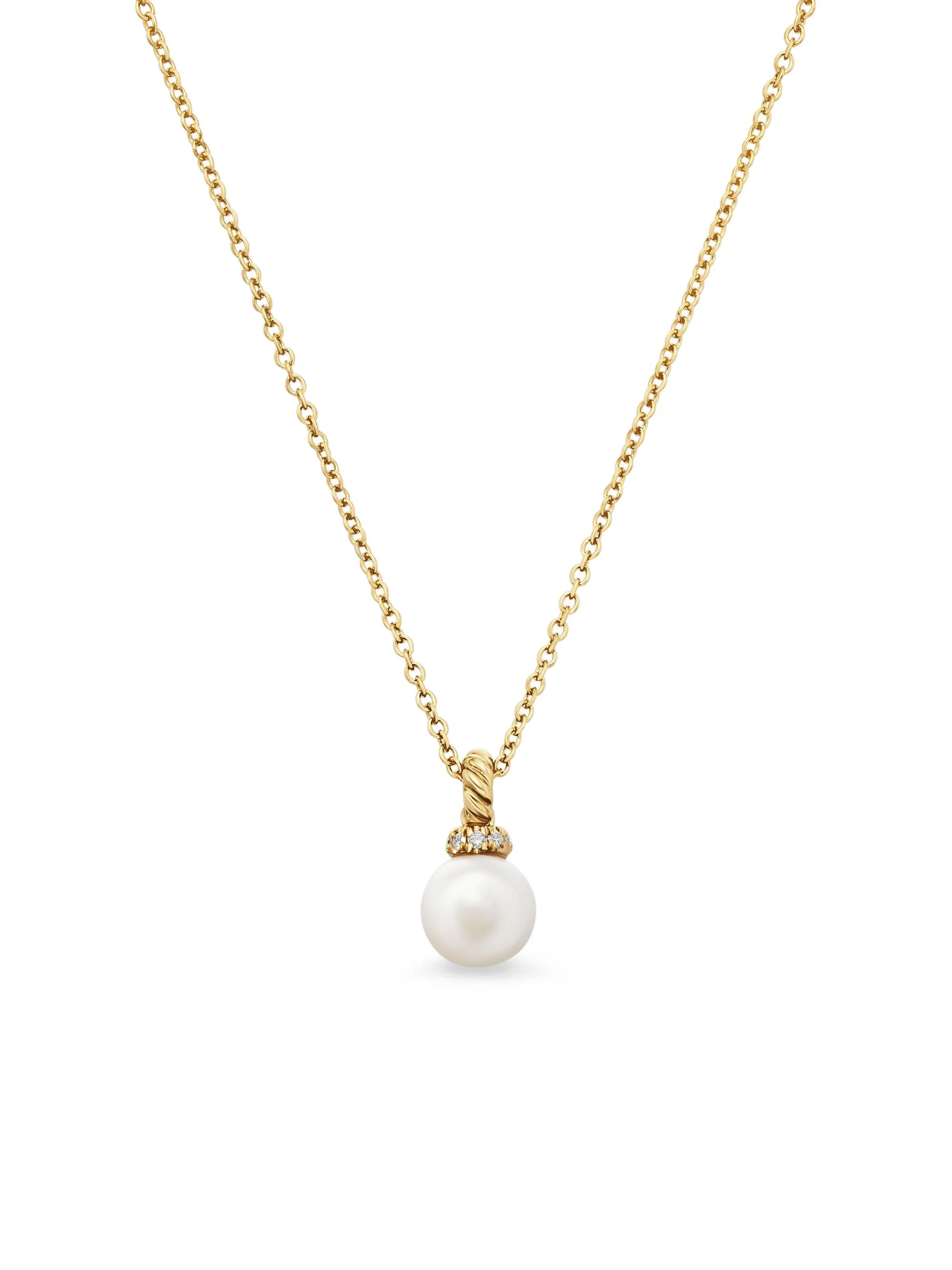 Women's Petite Solari Pendant Necklace in 18K Yellow Gold - Akoya Wht Pearl - 1
