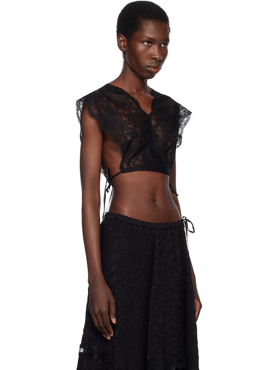 Black Lace Crop Top - 2