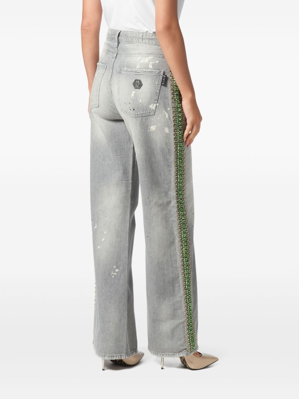 crystal-embellished jeans - 3