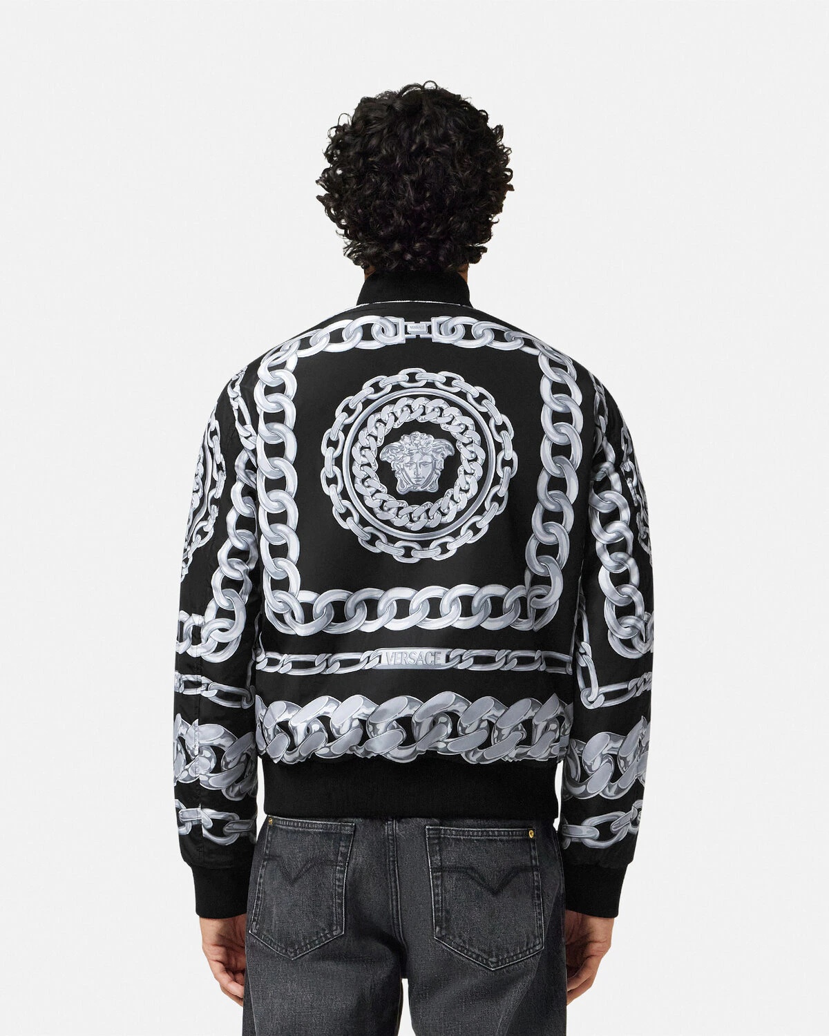VERSACE Medusa Chains Reversible Bomber Jacket | REVERSIBLE