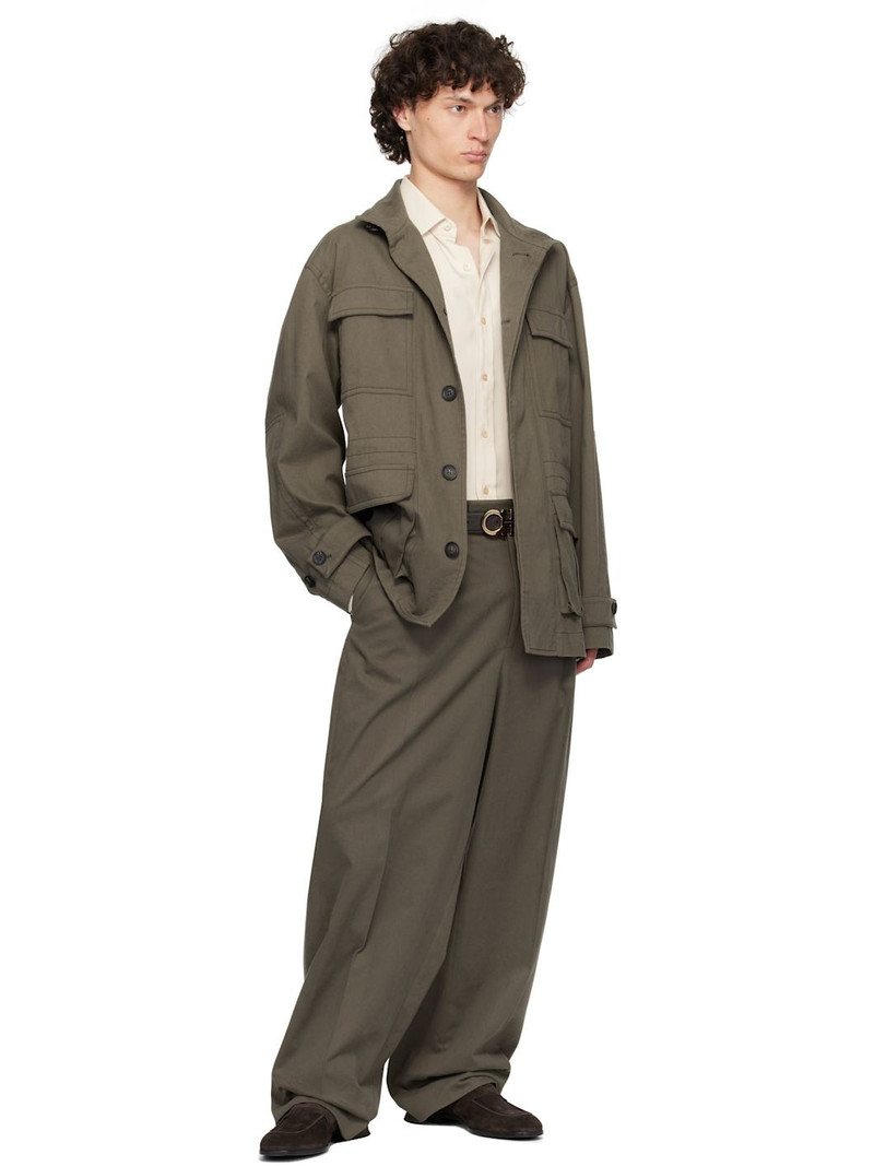 FERRAGAMO Brown Inverted Pleats Trousers outlook