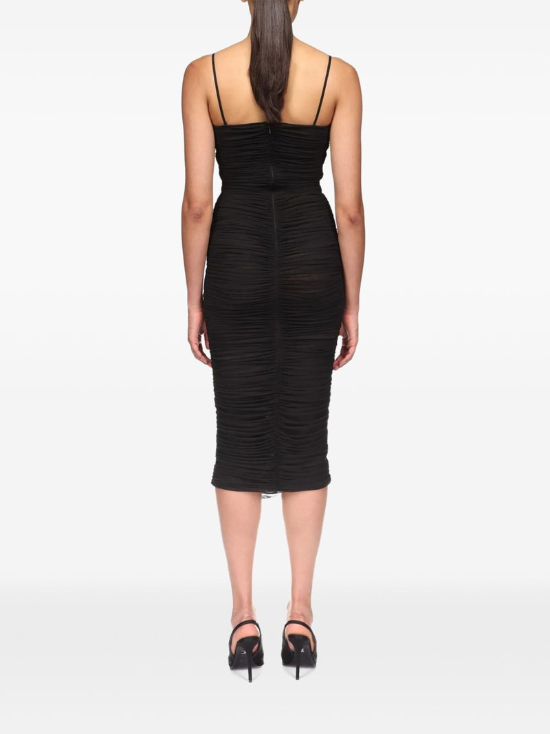 lace rose embroidered ruched midi dress 4