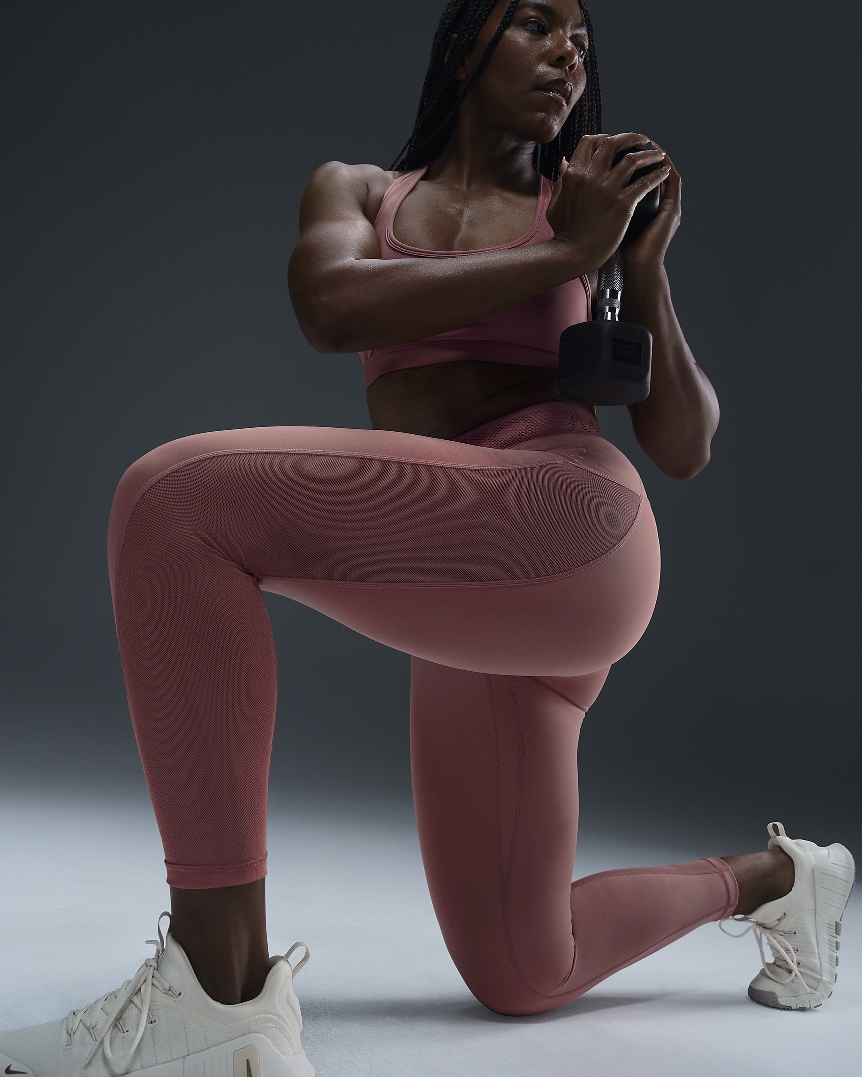 Women's Nike Pro Mid-Rise 7/8 Mesh-Paneled Leggings - 2