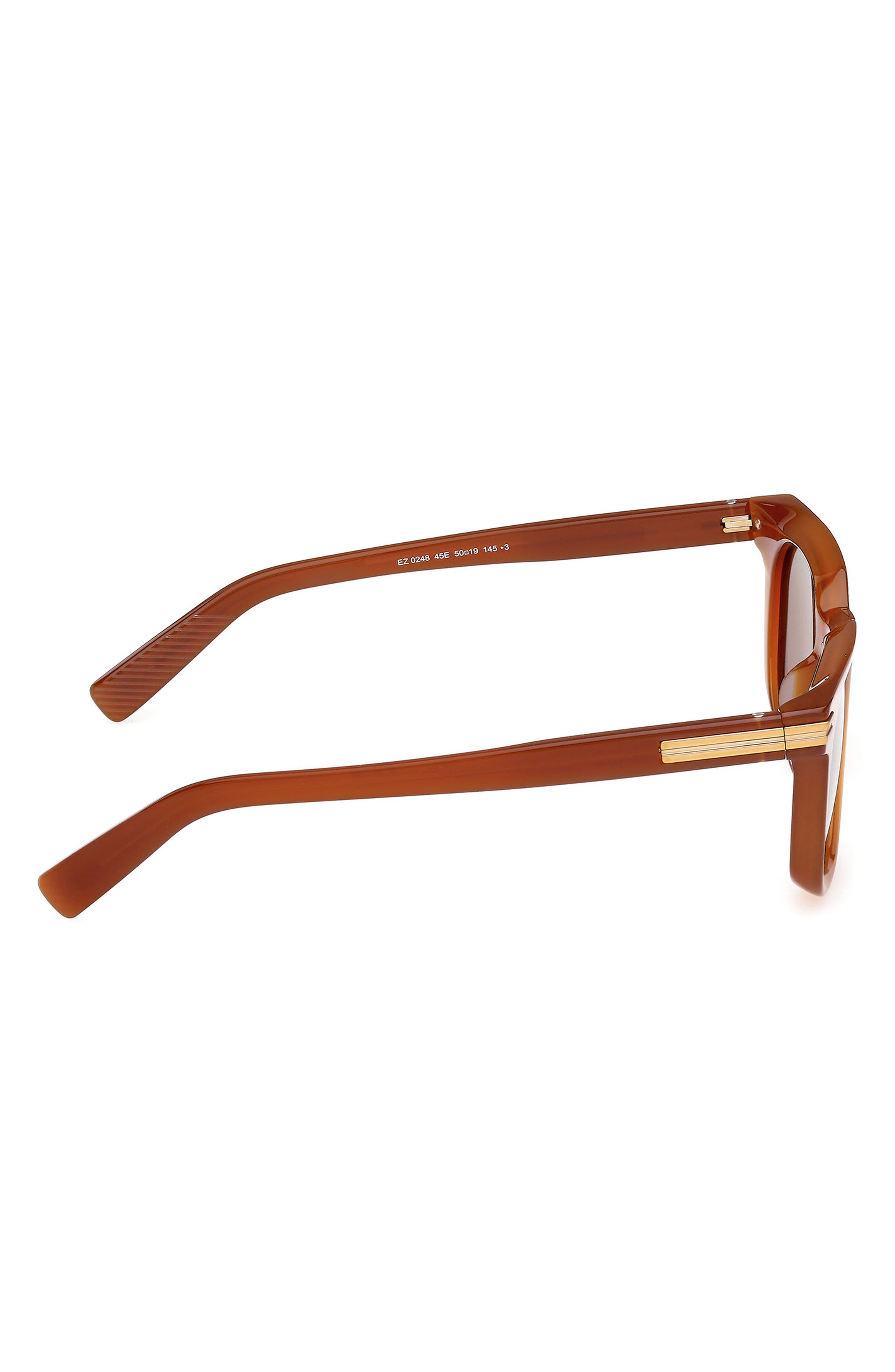 ZEGNA 50mm Geometric Sunglasses in Milky Vicuna/Brass /Brown at Nordstrom - 3