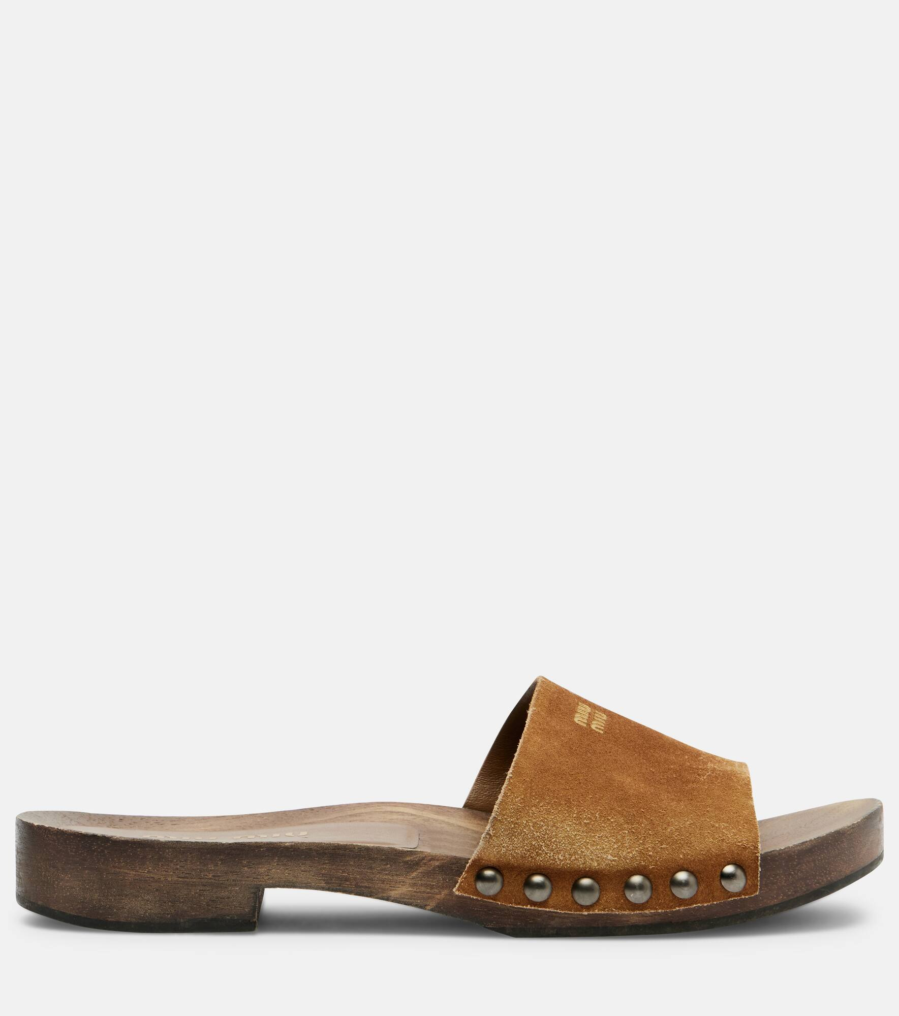 Logo faded suede mules - 4