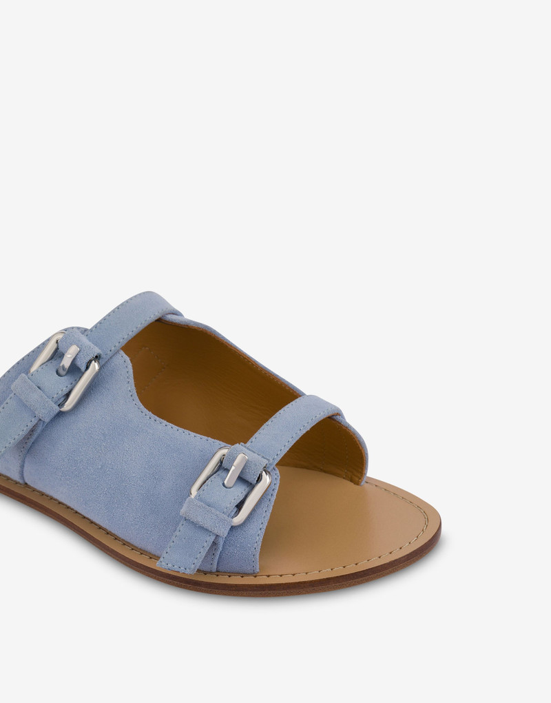 FLAT MOSCHINO BUCKLE SANDALS 3