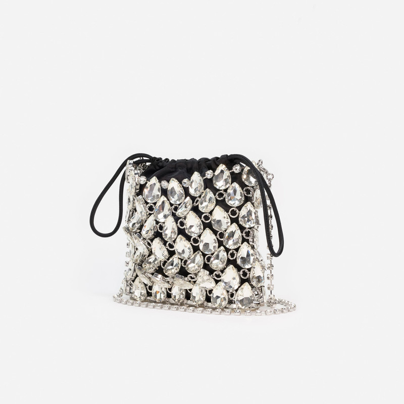 self-portrait Silver Crystal Chainmail Mini Bag outlook