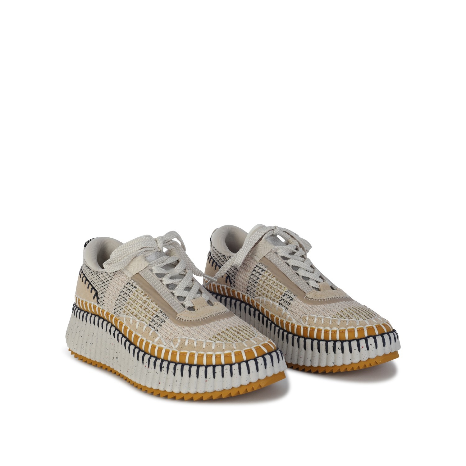 Chloé BISCUIT BEIGE CANVAS NAMA SNEAKERS | palazzobelli