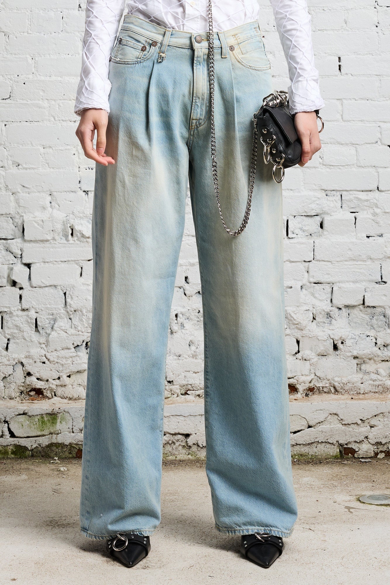 Damon Pleated Wide Leg - Lennon Blue | R13 Denim Official Site - 5