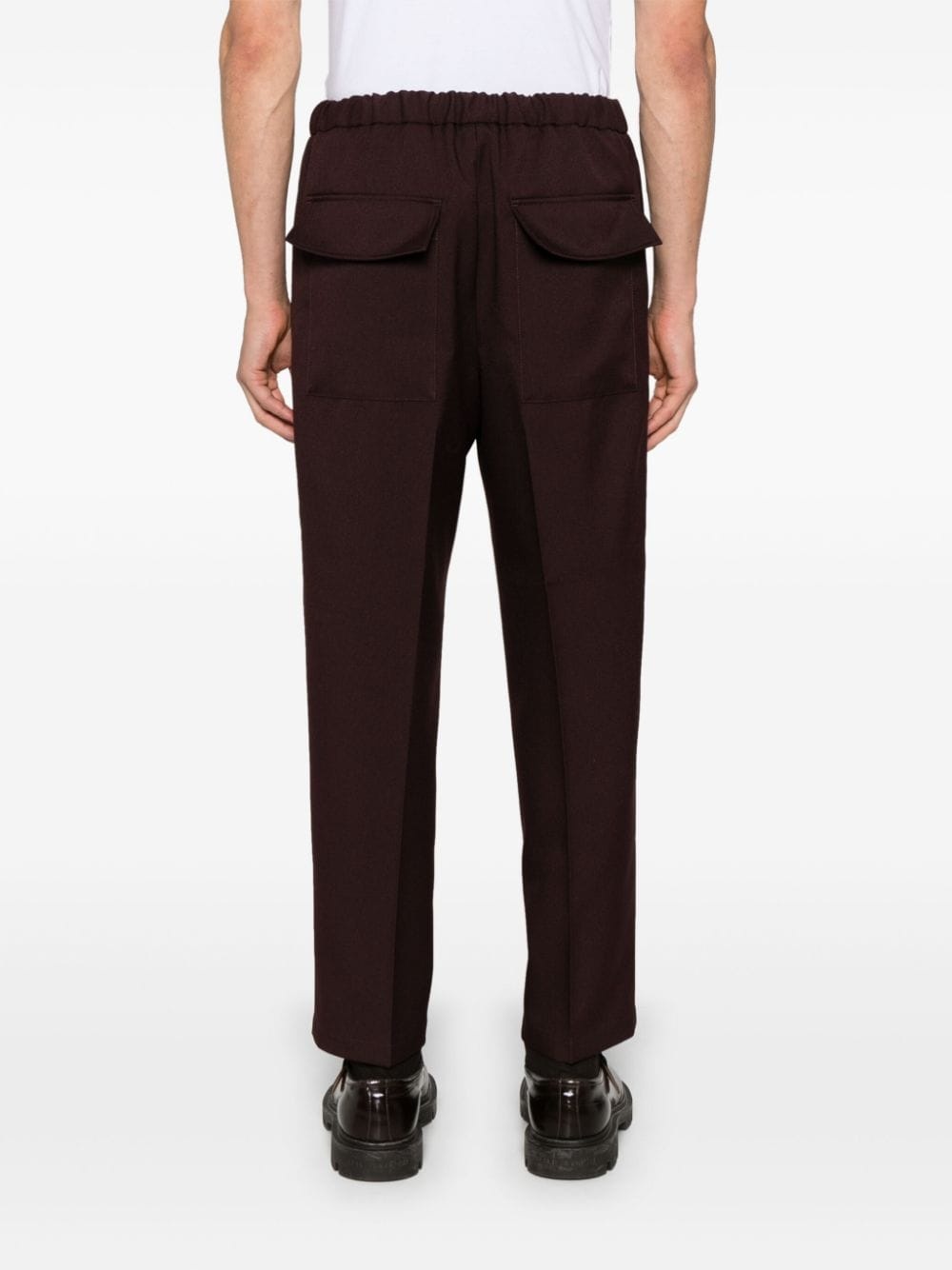elasticated-waist straight-leg trousers - 4