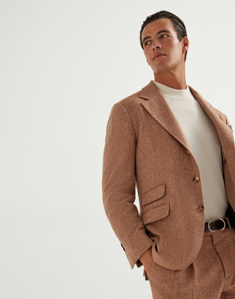 Wool and cashmere flecked chevron deconstructed Cavallo blazer 4