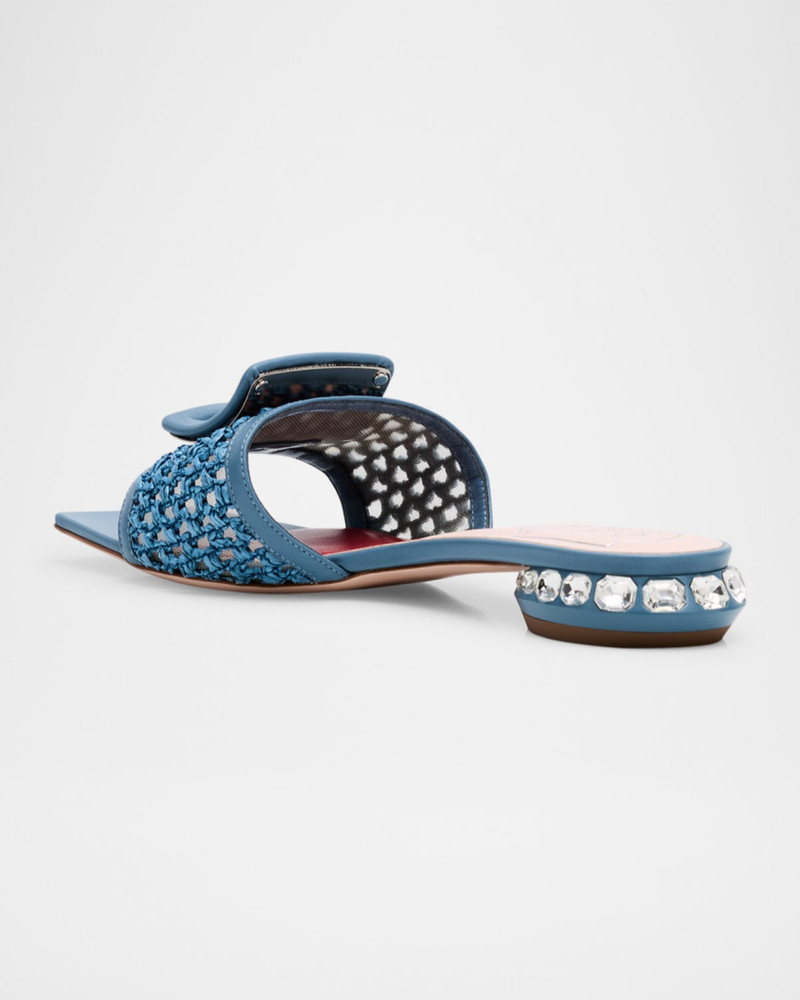Raffia 크리스탈 버클 Mule 샌들 4