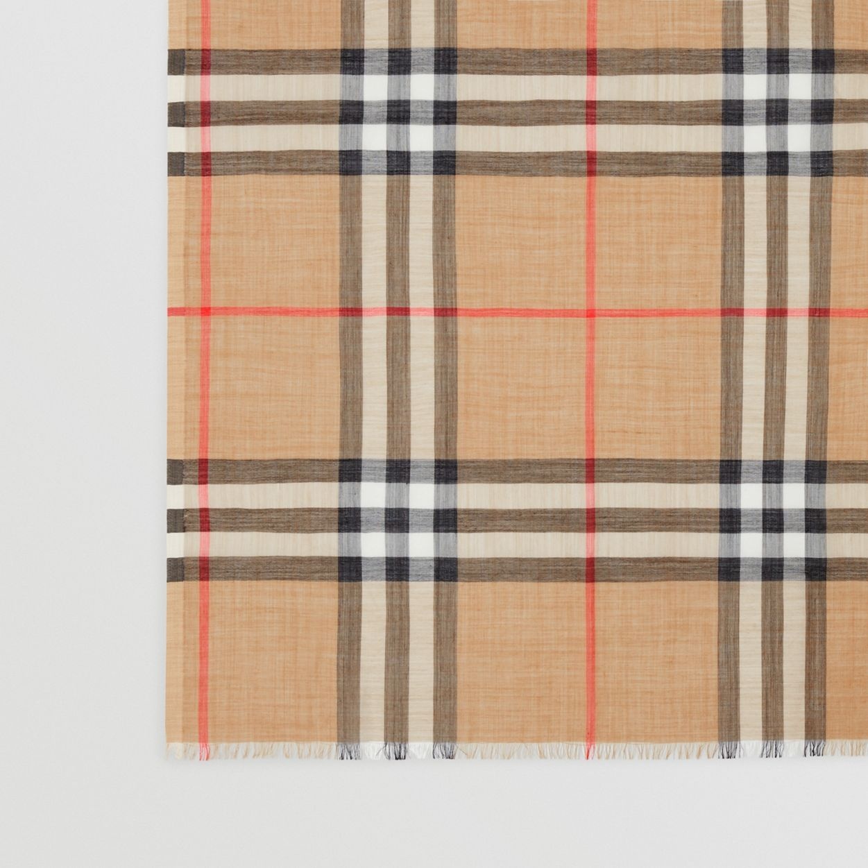 Lightweight Check Wool Silk Scarf - 2