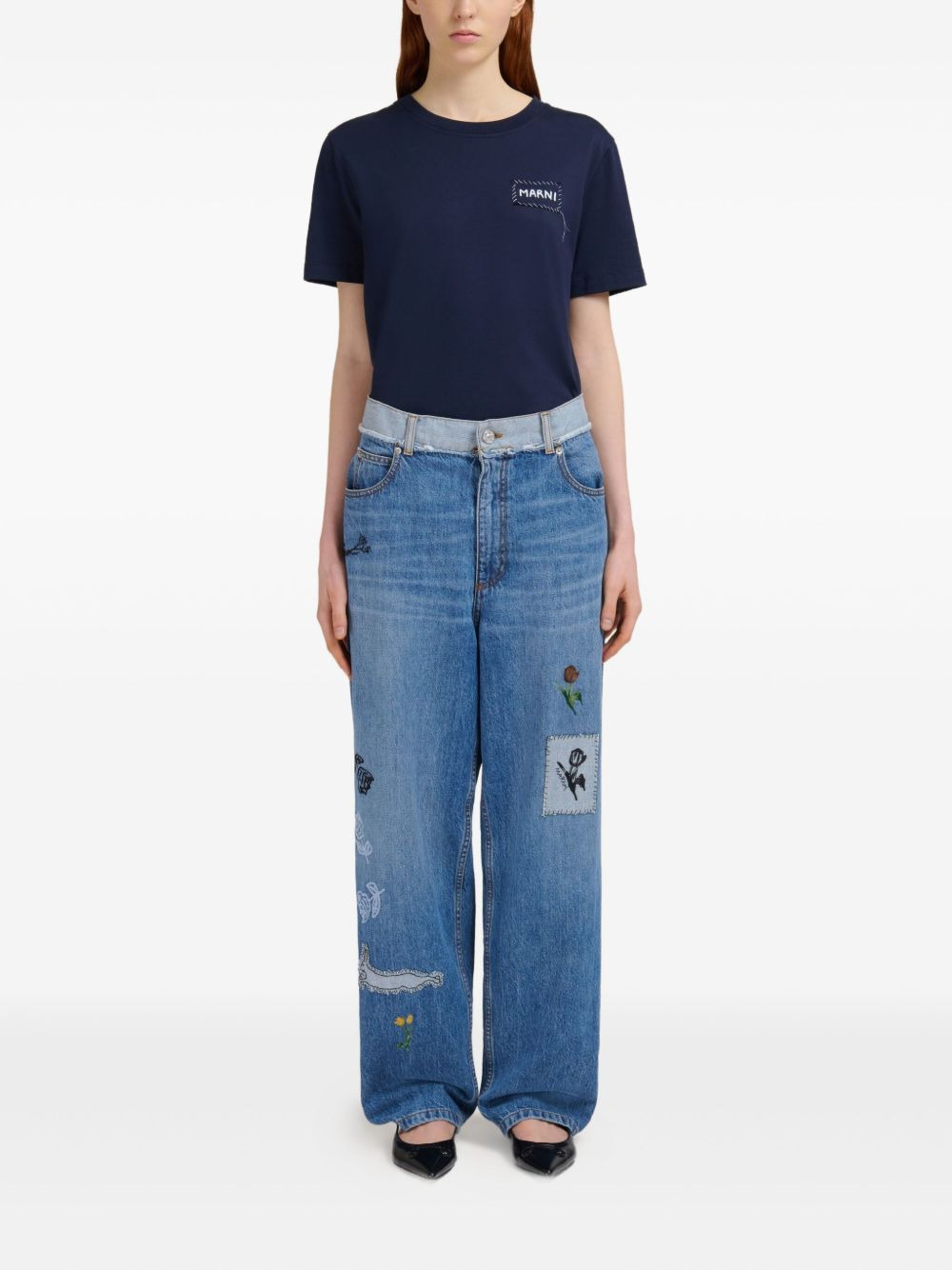 embroidered jeans - 2