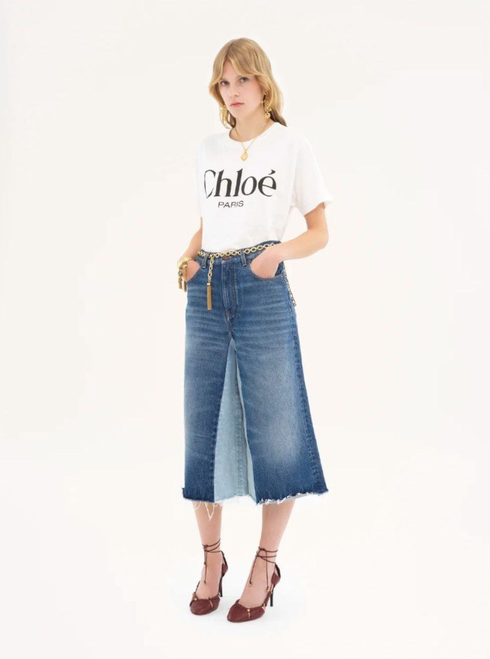Chloé Women White Crewneck T-Shirt With Logo Print On The Front In Cotton Woman - 4