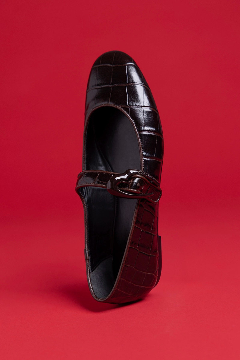 Larroudé Verona Ballet Flat In Croco Brown Leather outlook