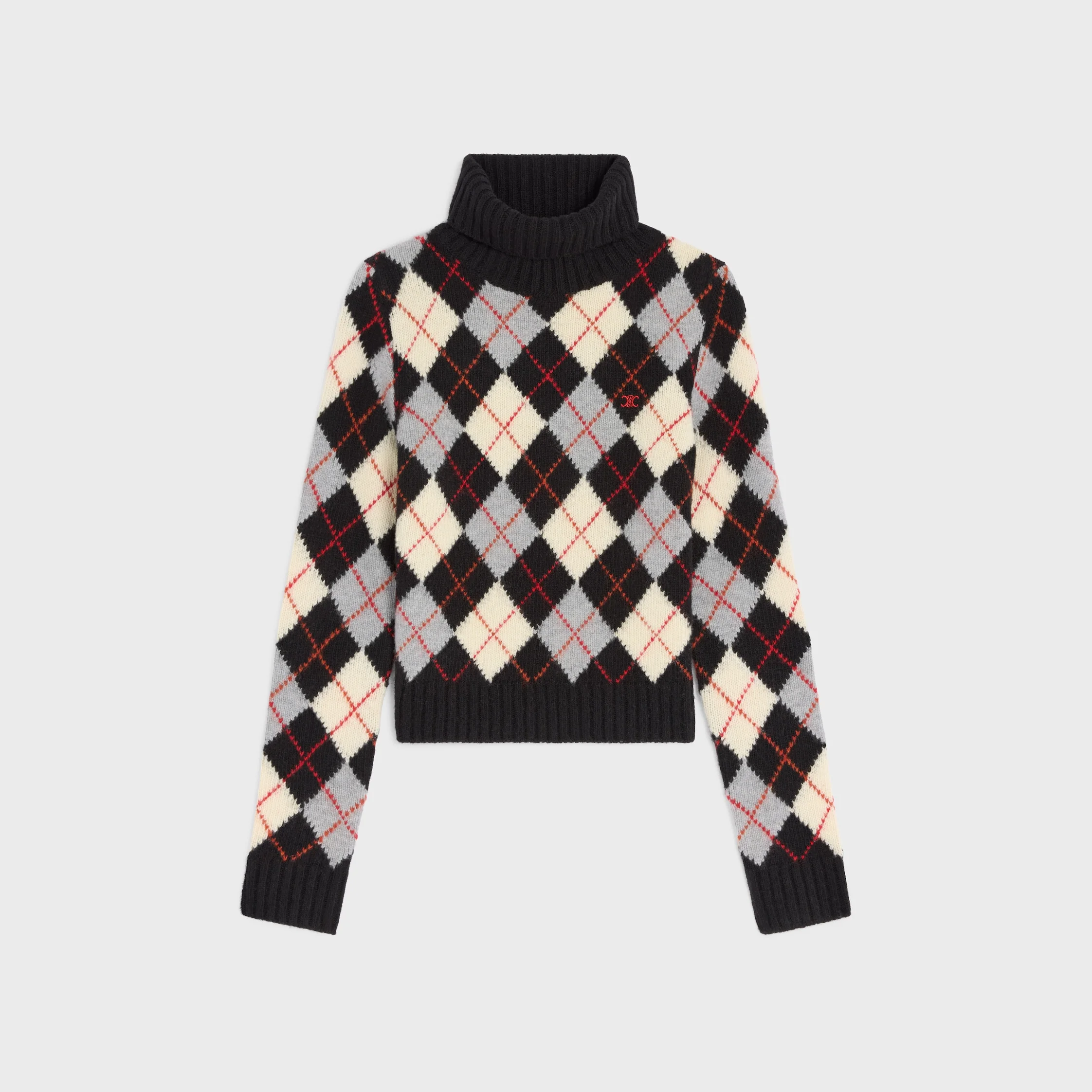 turtleneck sweater IN argyle wool - 1