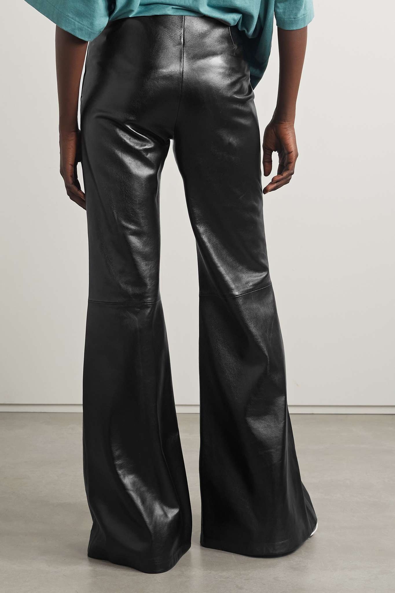 Glossed-leather flared pants - 4