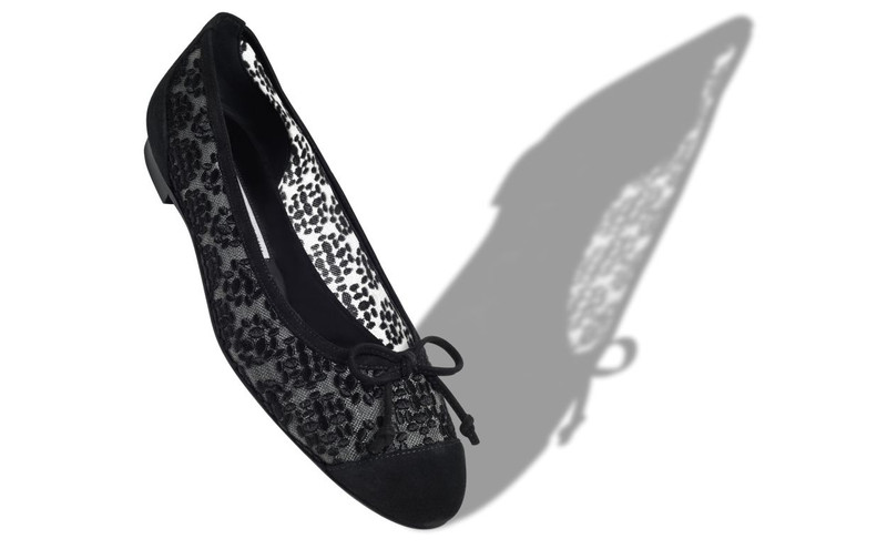 Manolo Blahnik Black Lace Ballerina Flats outlook