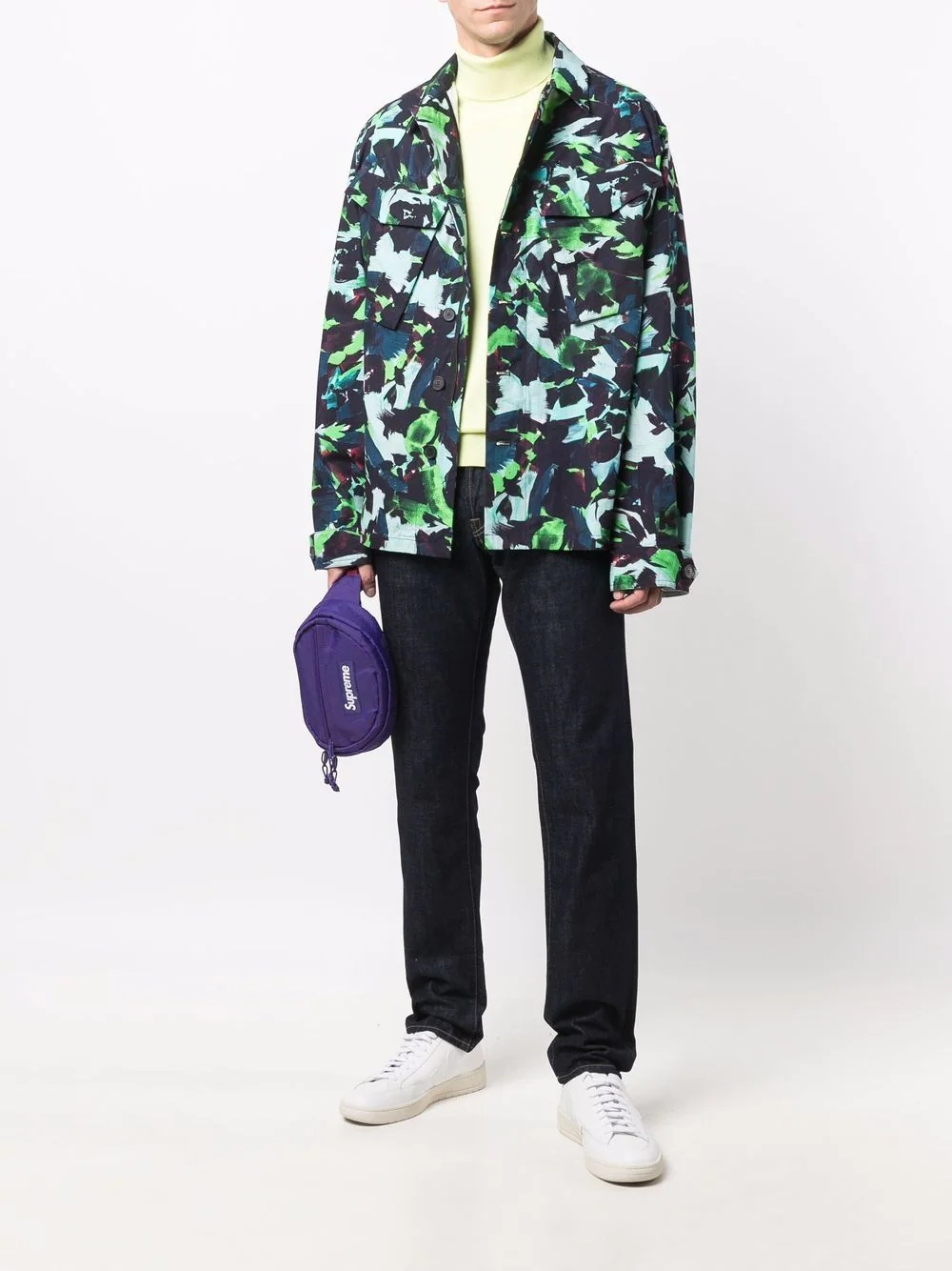 Archive floral-print shirt jacket - 2