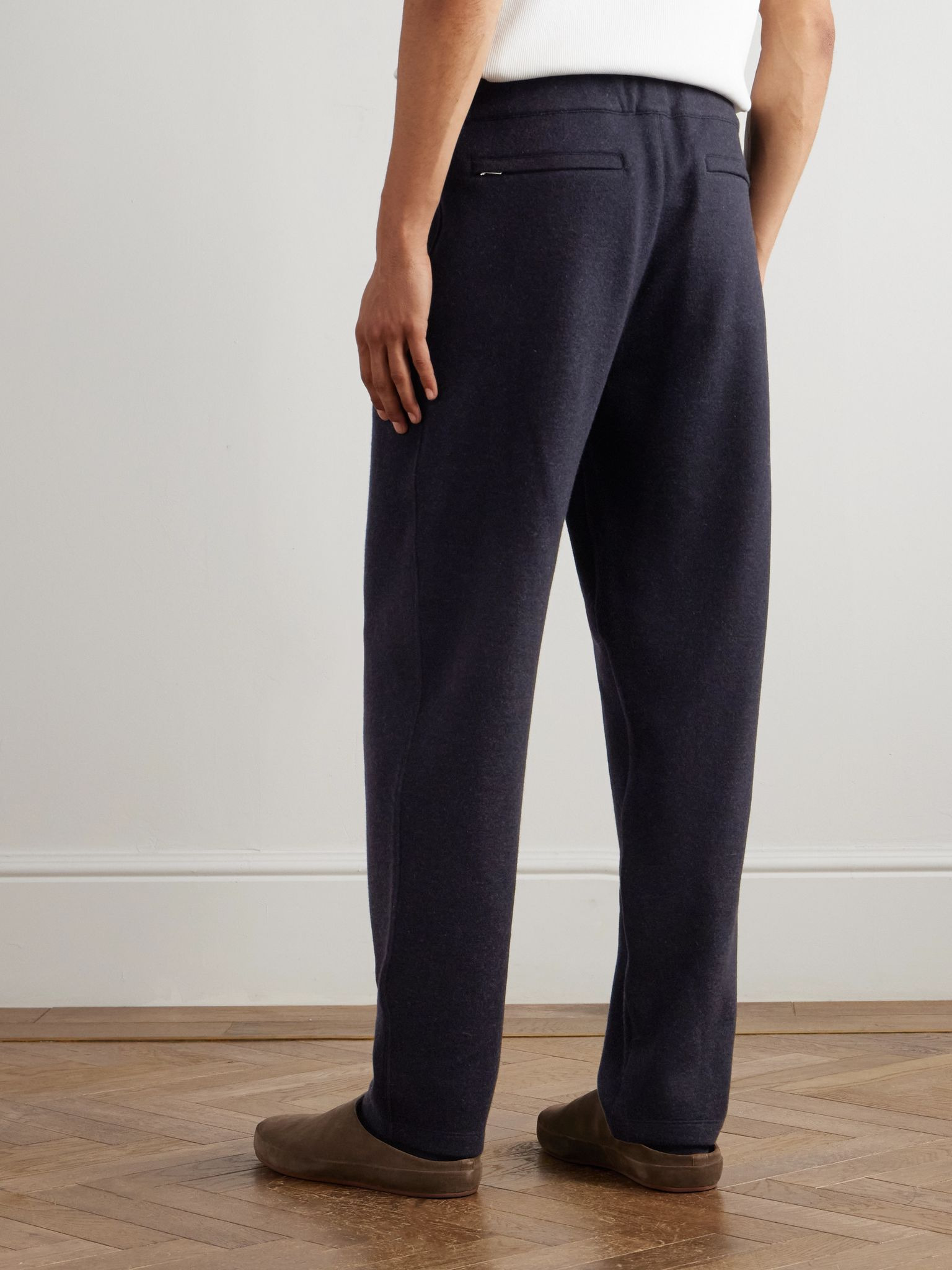 Rio Cashmere-Blend Jersey Drawstring Trousers Navy - 4