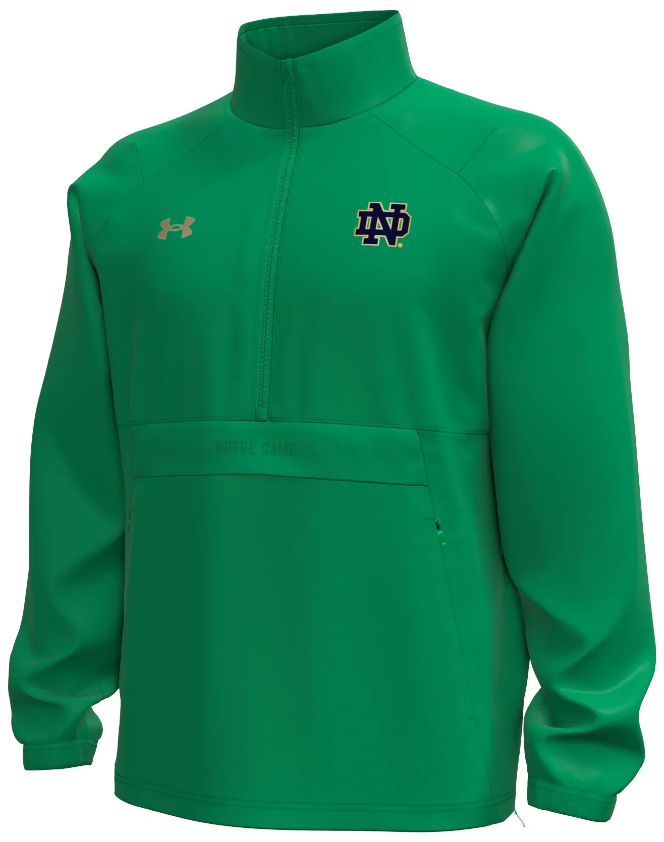 Under Armour Men's Notre Dame Fighting Irish Kelly Green 1/2-Zip Woven Anorak Jacket - 1