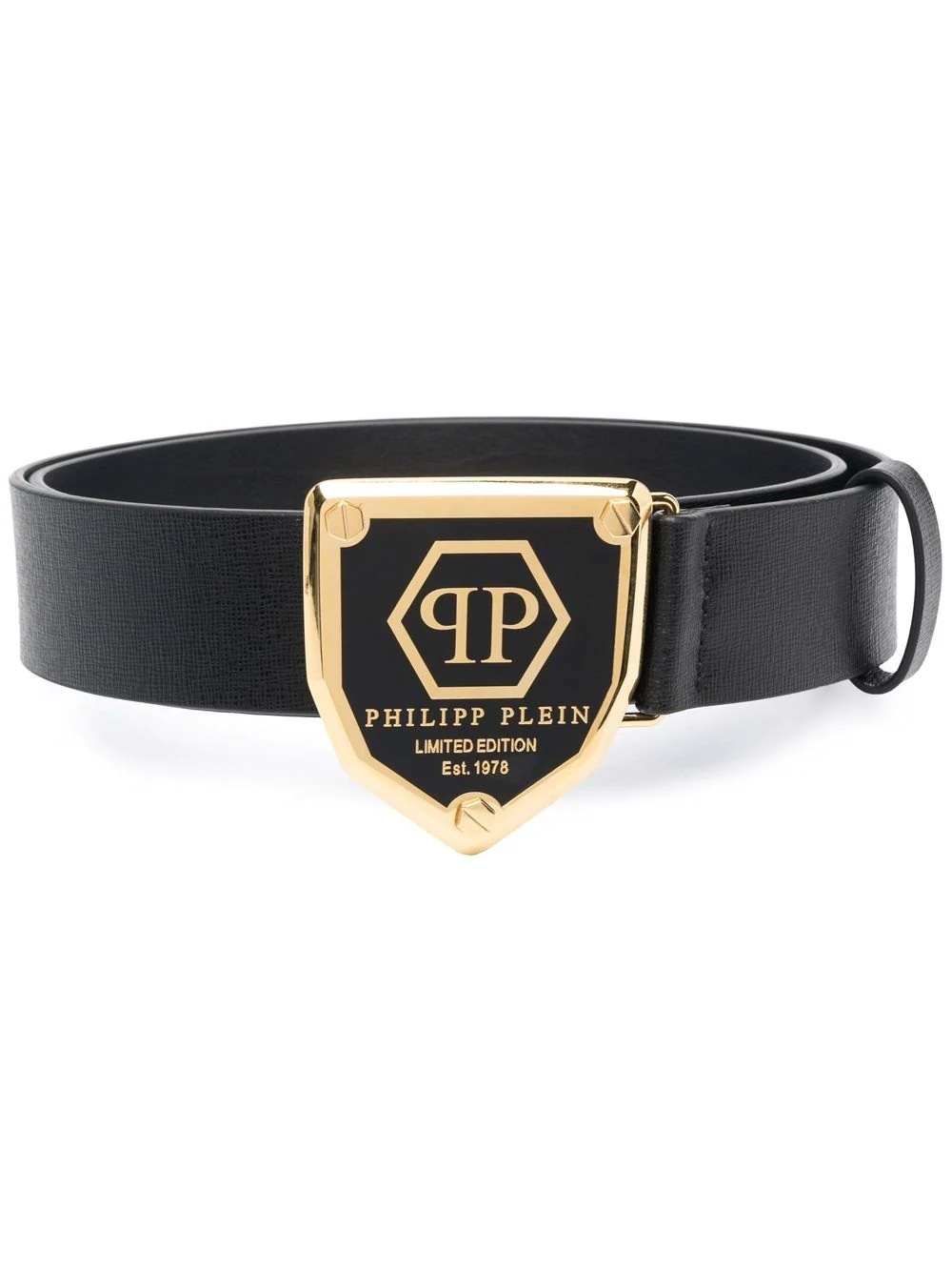 logo-plaque leather belt - 1