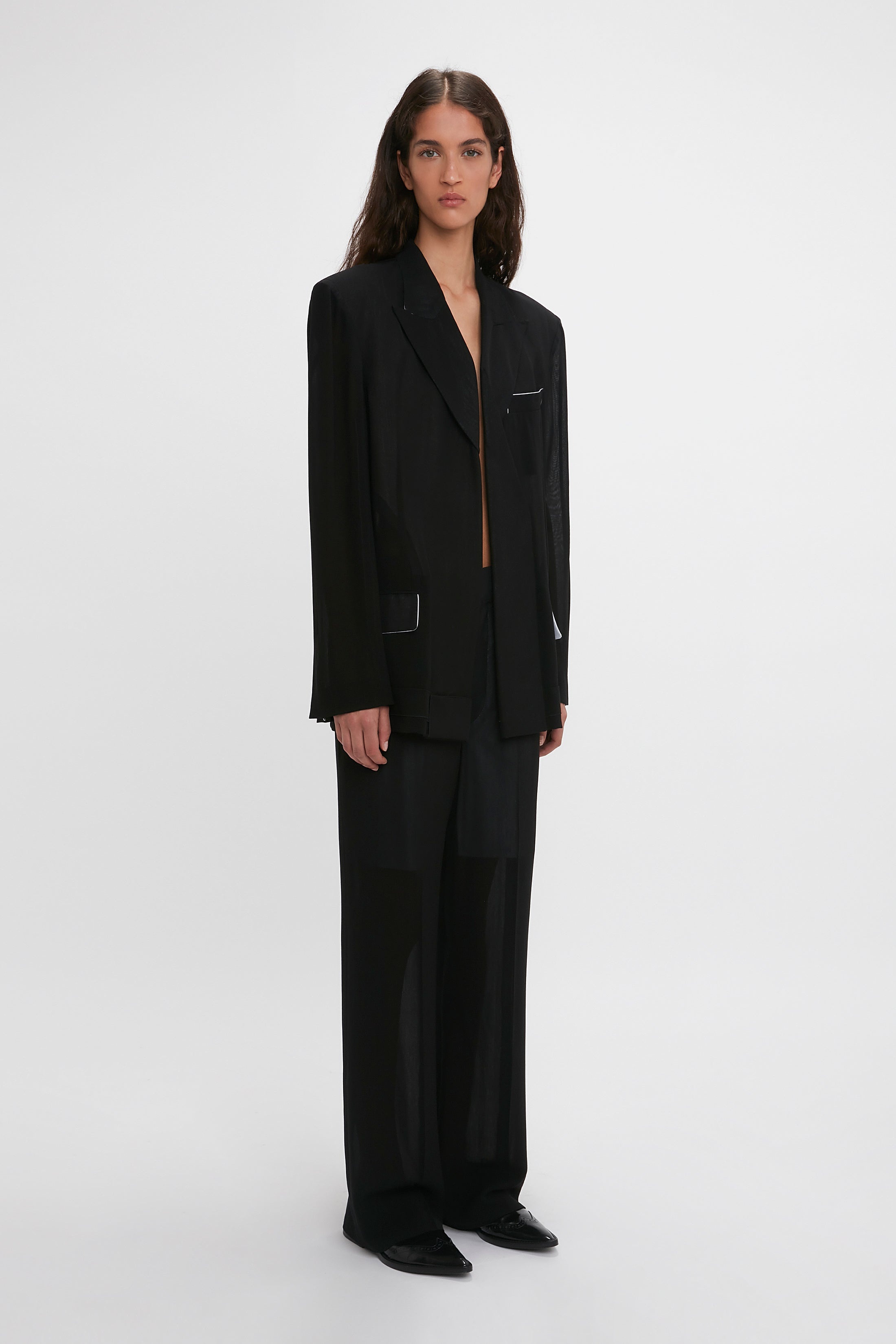 Fold Detail Tailored Jacket In Black - 3