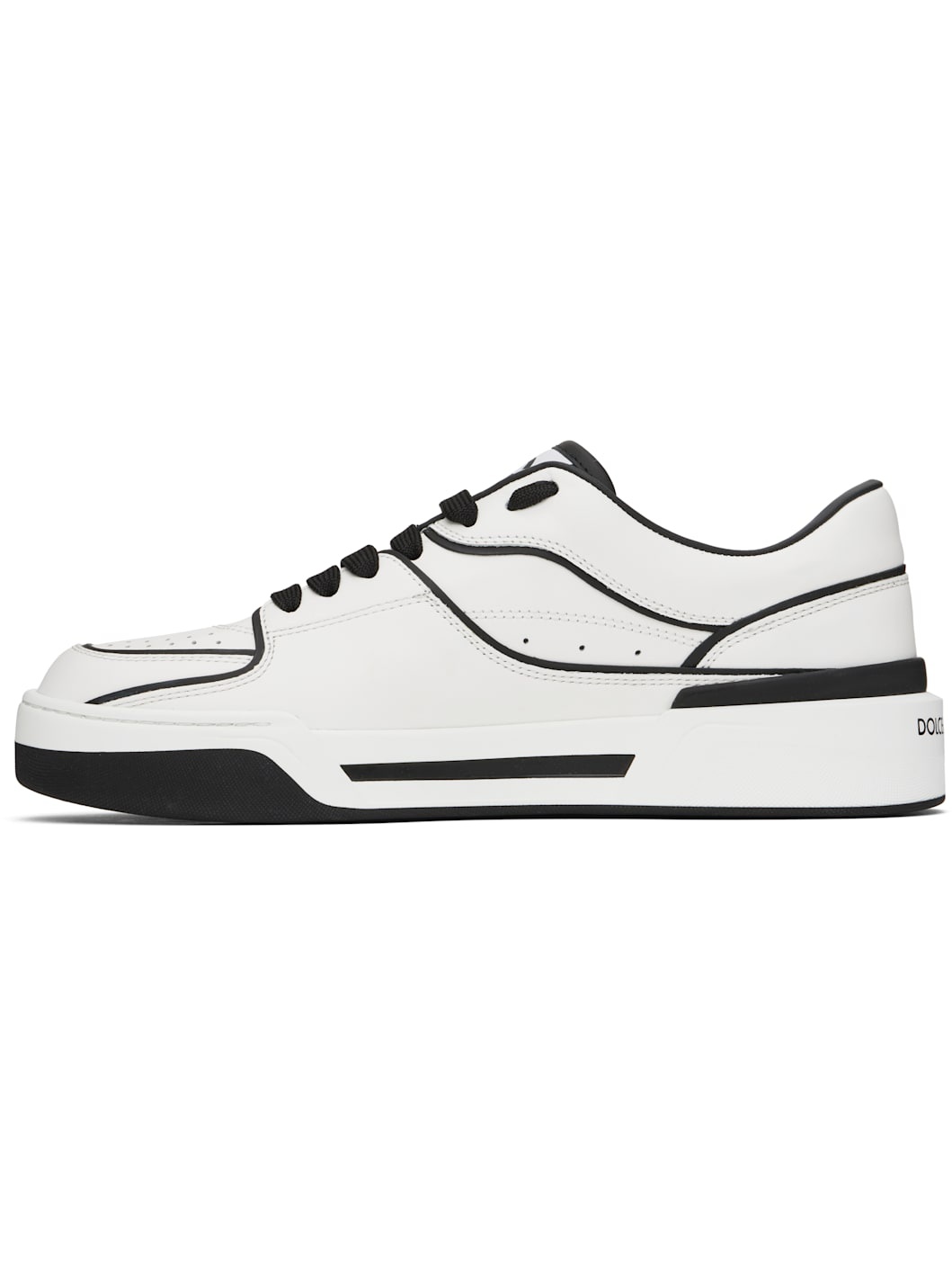 White & Black Calfskin New Roma Sneakers - 3