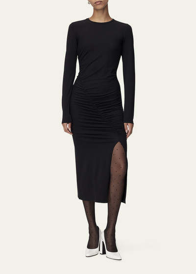 Another Tomorrow Ruched Long Sleeve Midi Dress outlook